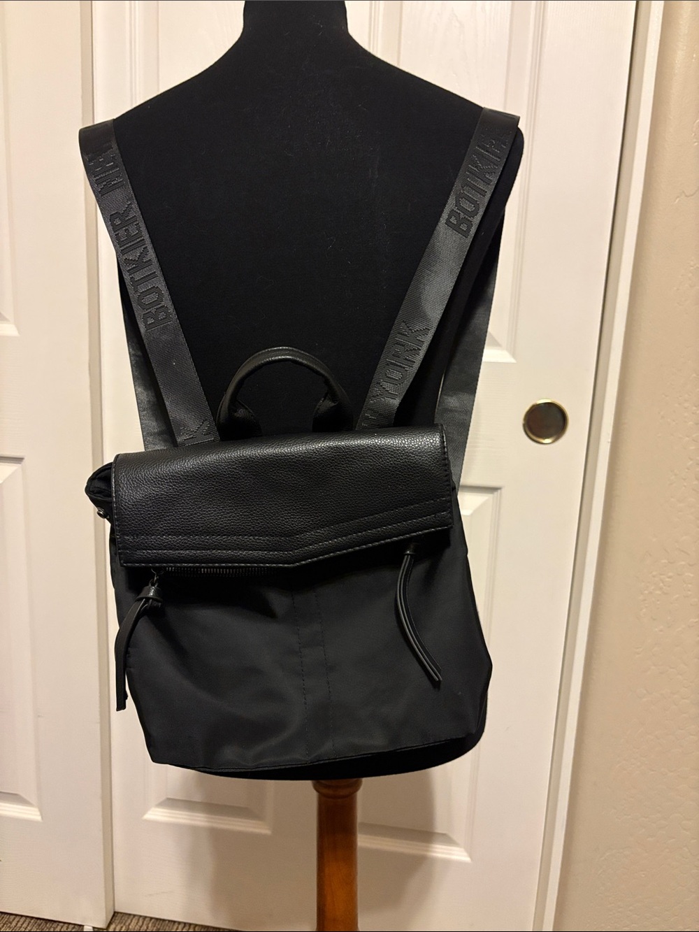 Botkier Black Fold-Top Leather & Nylon Backpack